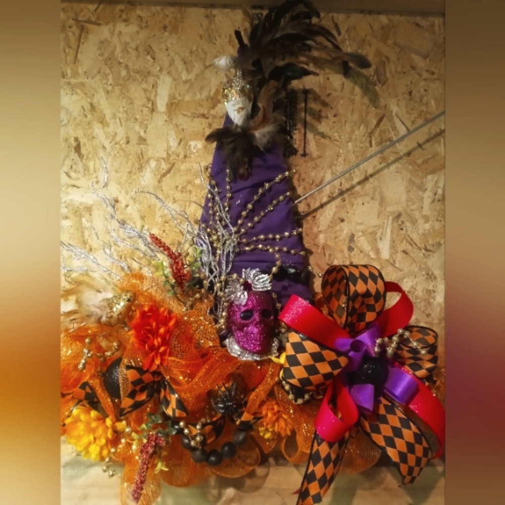 Halloween witch hat wreath